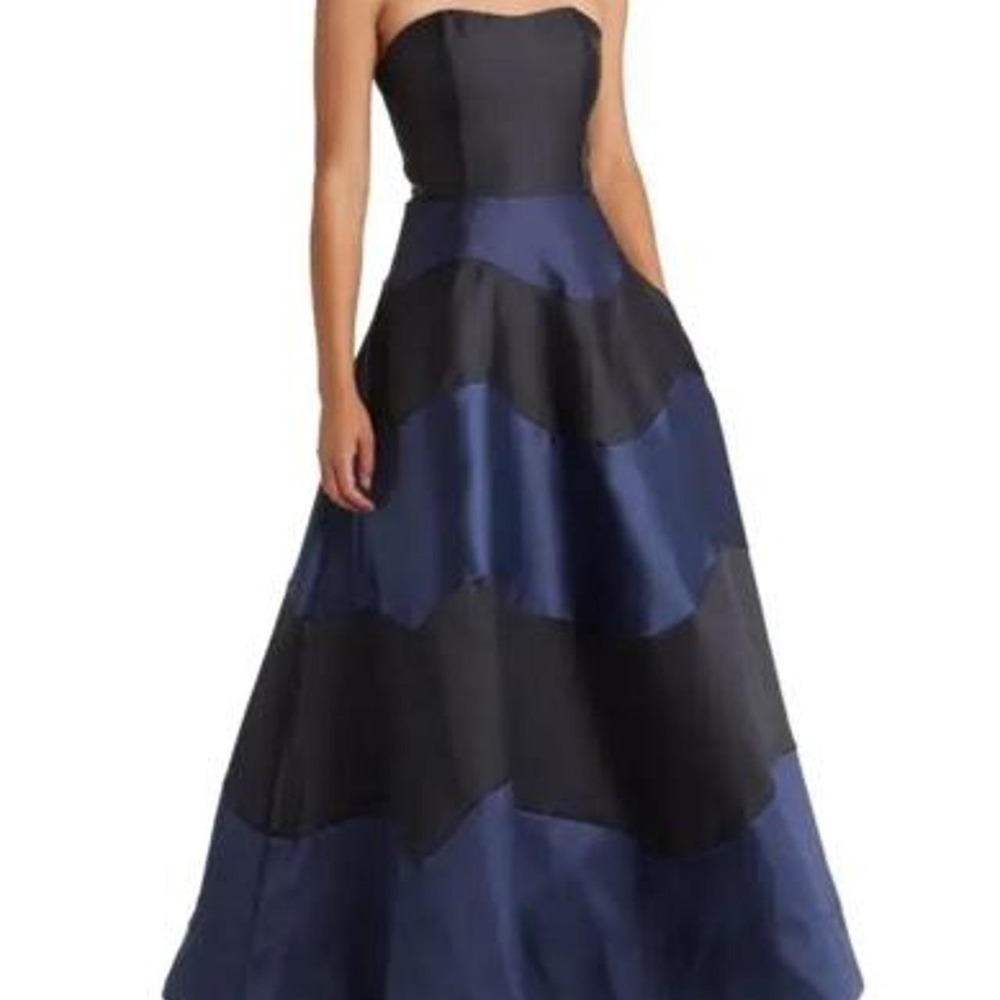 Hutch Striped Maxi Dress Women's Plus Size 22 Blue Black Gown Wedding Guest
